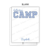 Blue Chinoiserie Hello Camp Summer Camping Note Cards Stationery • Fill in Blank, Lined or Blank Cards