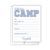 Blue Chinoiserie Hello Camp Summer Camping Note Cards Stationery • Fill in Blank, Lined or Blank Cards
