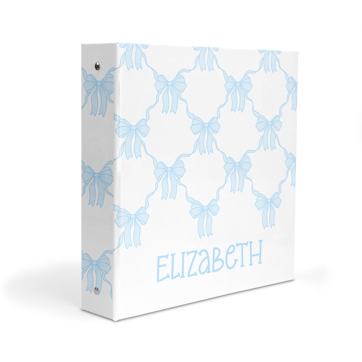 Blue Toile Coquette Bow Chinoiserie Flowers Personalized Custom 2" 3 Ring Binder • School Office Supplies