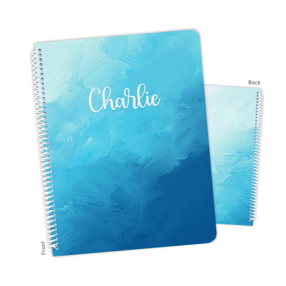 Blue Abstract Personalized Custom Notebook or Sketchbook • School Office Supplies
