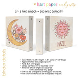 Boho Sun Personalized 2" 3 Ring Binder