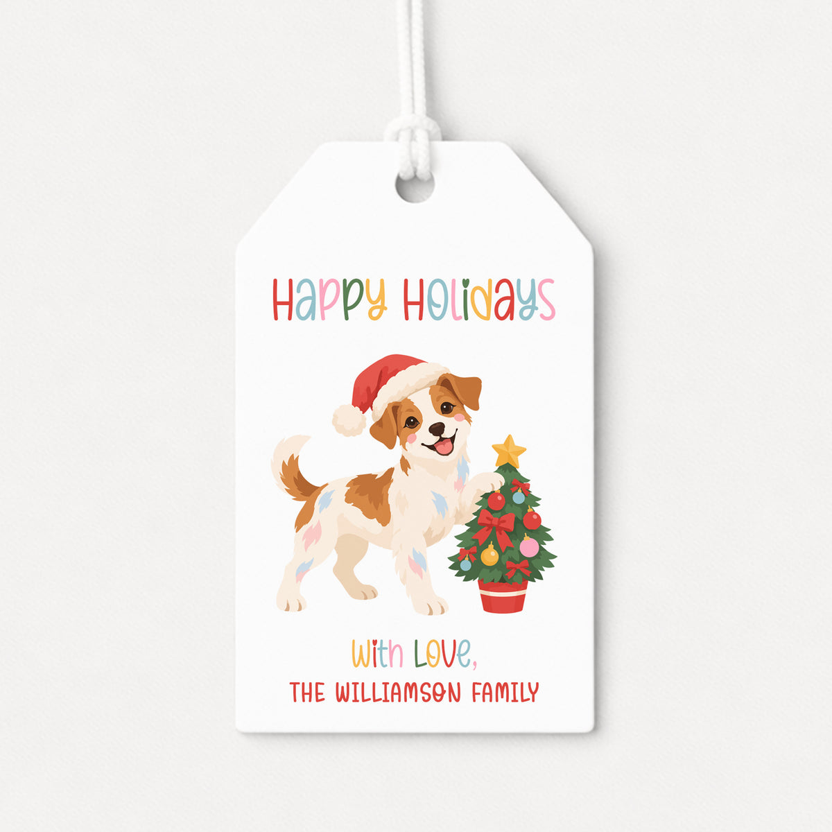 Boston Terrier Pet Puppy Personalized Gift Tags • Christmas Holiday Gift Wrapping • Custom Family Name Tag • Gifts Whimsical