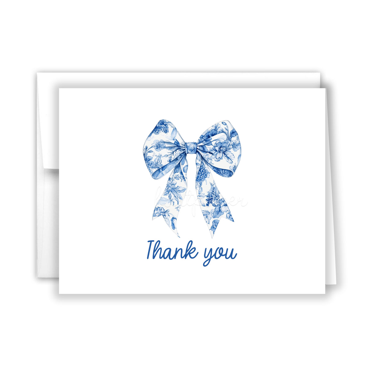 Blue Chinoiserie Coquette Bow Thank You Cards Note Card Personalized Custom Stationery • Flat or Folded