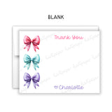 Rainbow Bow Coquette Thank You Note Card Stationery • Fill in Blank, Lined or Blank Cards