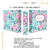 Preppy Flowers & Bows Personalized 2" 3 Ring Binder