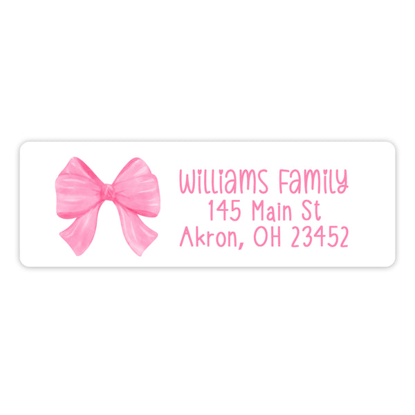 Pink Bow Coquette Return Address Labels • Self Adhesive Stickers