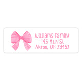 Pink Bow Coquette Return Address Labels • Self Adhesive Stickers