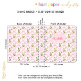 Pink Bow Coquette Flowers Personalized 2" 3 Ring Binder