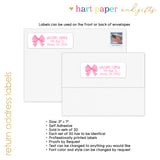 Pink Bow Coquette Return Address Labels • Self Adhesive Stickers
