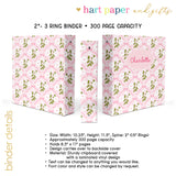 Pink Bow Coquette Flowers Personalized 2" 3 Ring Binder