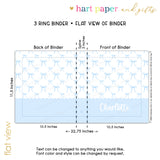 Blue Bow Coquette Personalized 2" 3 Ring Binder