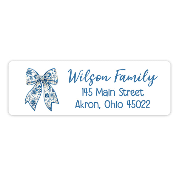 Blue Bow Coquette Return Address Labels • Self Adhesive Stickers