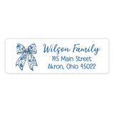 Blue Bow Coquette Return Address Labels • Self Adhesive Stickers