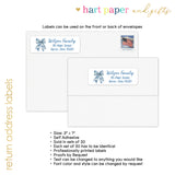 Blue Bow Coquette Return Address Labels • Self Adhesive Stickers