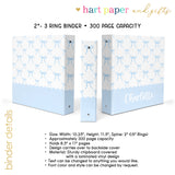 Blue Bow Coquette Personalized 2" 3 Ring Binder