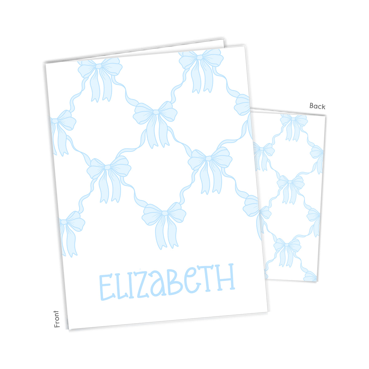 Blue Toile Coquette Bow Chinoiserie Flowers Personalized Custom 2-Pocket Folder • School Office Supplies