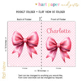 Pink Bow Coquette Personalized 2-Pocket Folder