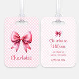 Pink Bow Coquette Luggage Bag Tag