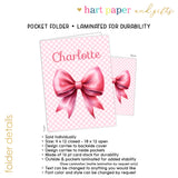 Pink Bow Coquette Personalized 2-Pocket Folder