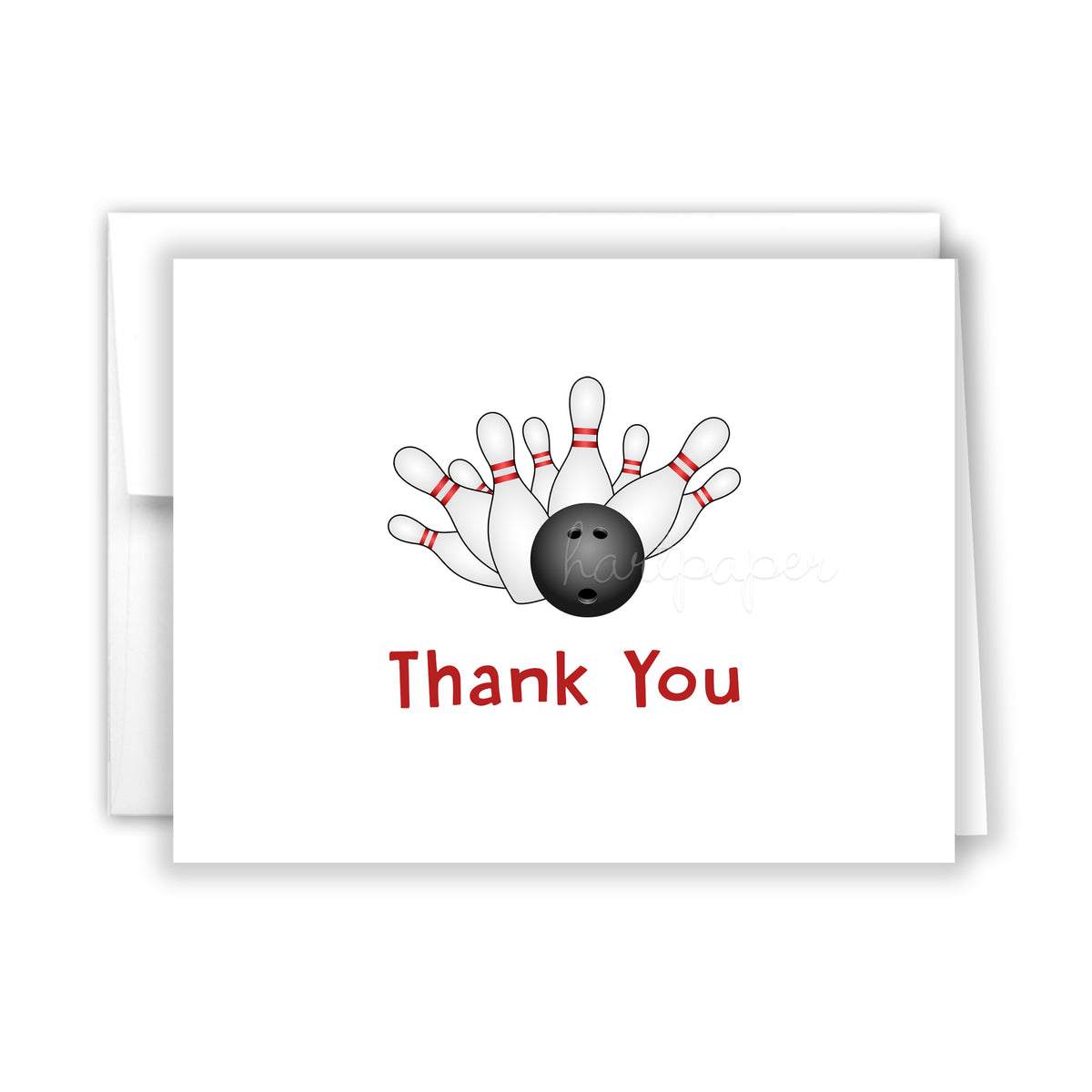 Bowling Thank You Cards Note Card Personalized Custom Stationery • Flat or Folded