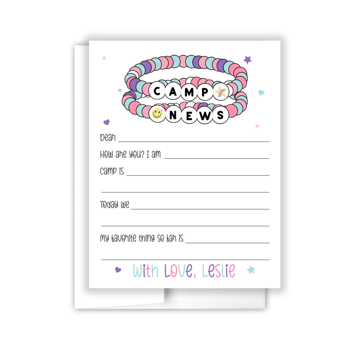 Friendship Bracelet Hello from Camp Summer Camping Note Cards Stationery Custom Personalized • Fill in Blank, Lined or Blank Cards