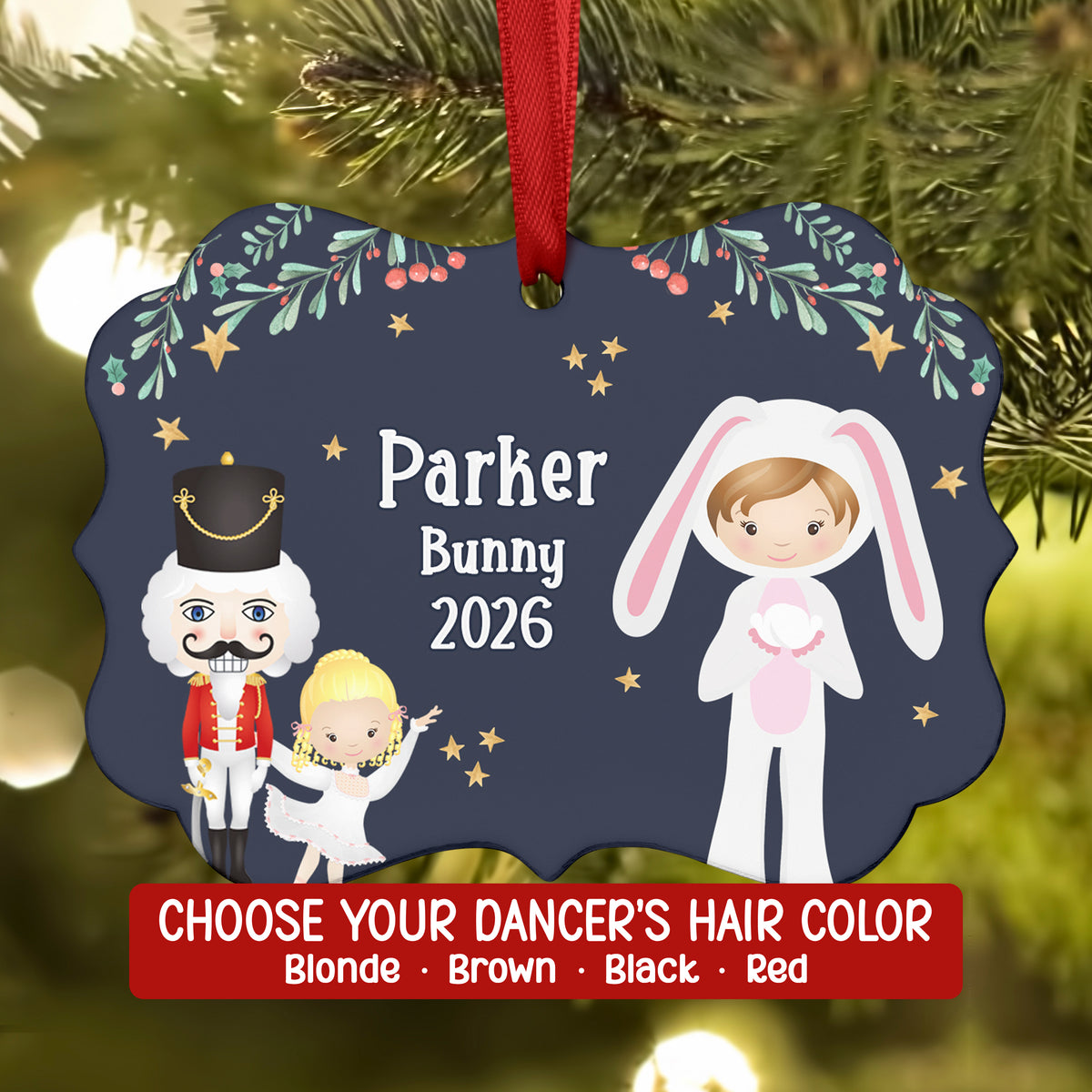 Bunny Rabbit • Nutcracker Christmas Ornament Personalized Custom Holiday Decor Gift Boy Girl Ballerina Ballet