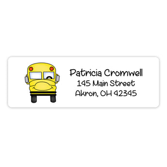 School Bus Return Address Labels • Self Adhesive Stickers