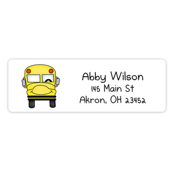 School Bus II Return Address Labels • Self Adhesive Stickers