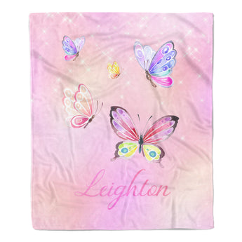 Butterfly Rainbow Minky Blanket Personalized Custom