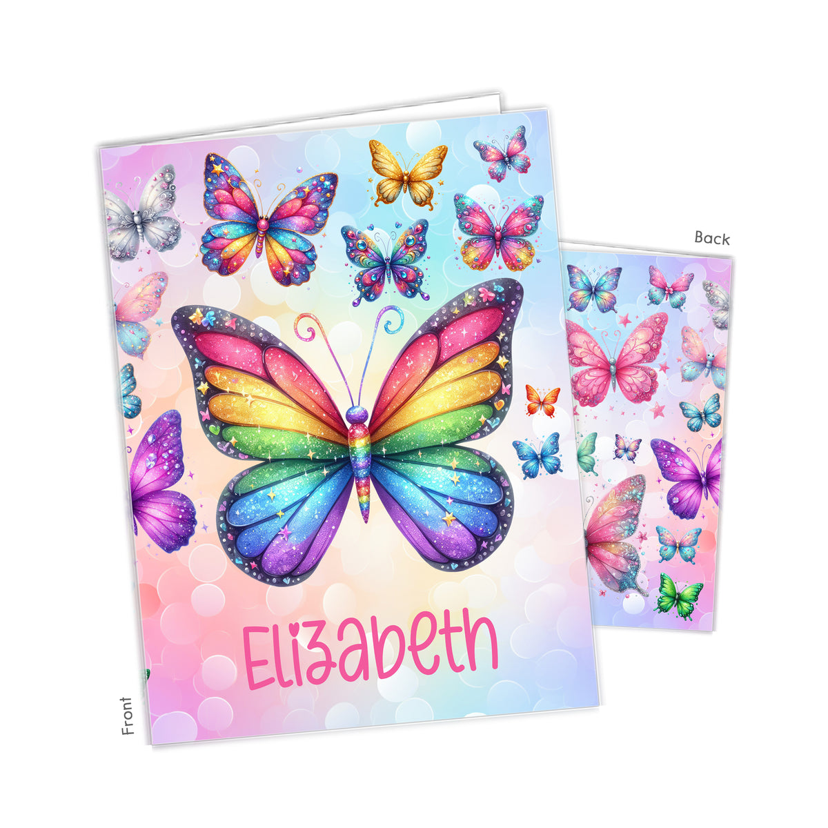 Rainbow Butterfly Butterflies Personalized Custom 2-Pocket Folder • School Office Supplies