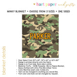 Camo Camouflage Minky Blanket Personalized Custom