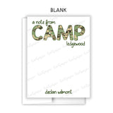 Camouflage Summer Camp Camping Note Cards Stationery • Fill in Blank, Lined or Blank Cards