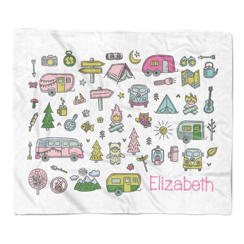 Camping Summer Camp Minky Blanket Personalized Custom