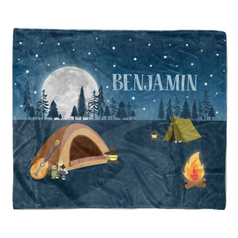 Camping Summer Camp Minky Blanket Personalized Custom