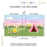 Camping Summer Camp Personalized 2" 3 Ring Binder