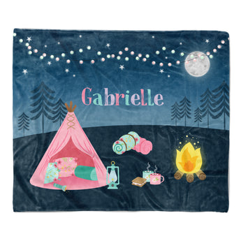 Camping Summer Camp Minky Blanket Personalized Custom
