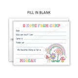 Retro Rainbow Summer Camp Camping Note Cards Stationery • Fill in Blank, Lined or Blank Cards
