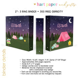 Camping Summer Camp Personalized 2" 3 Ring Binder