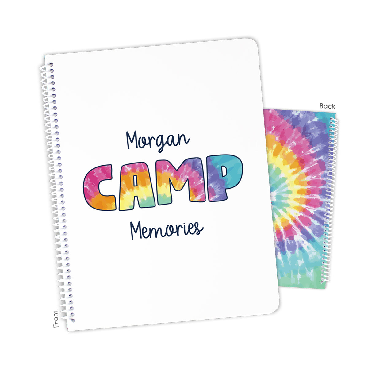 Tie Dye Camping Summer Camp Personalized Custom Notebook or Sketchbook • School Office Supplies
