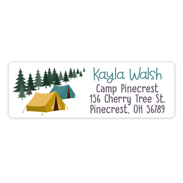 Camping Camp Return Address Labels • Self Adhesive Stickers