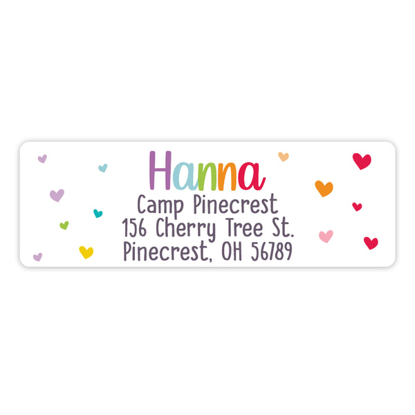Rainbow Hearts Return Address Labels • Self Adhesive Stickers