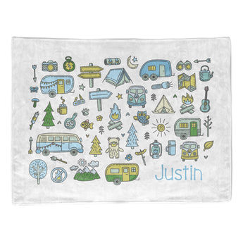 Camping Summer Camp Minky Blanket Personalized Custom