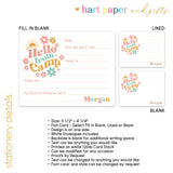 Retro Rainbow Summer Camp Camping Note Cards Stationery • Fill in Blank, Lined or Blank Cards