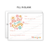Retro Rainbow Summer Camp Camping Note Cards Stationery • Fill in Blank, Lined or Blank Cards