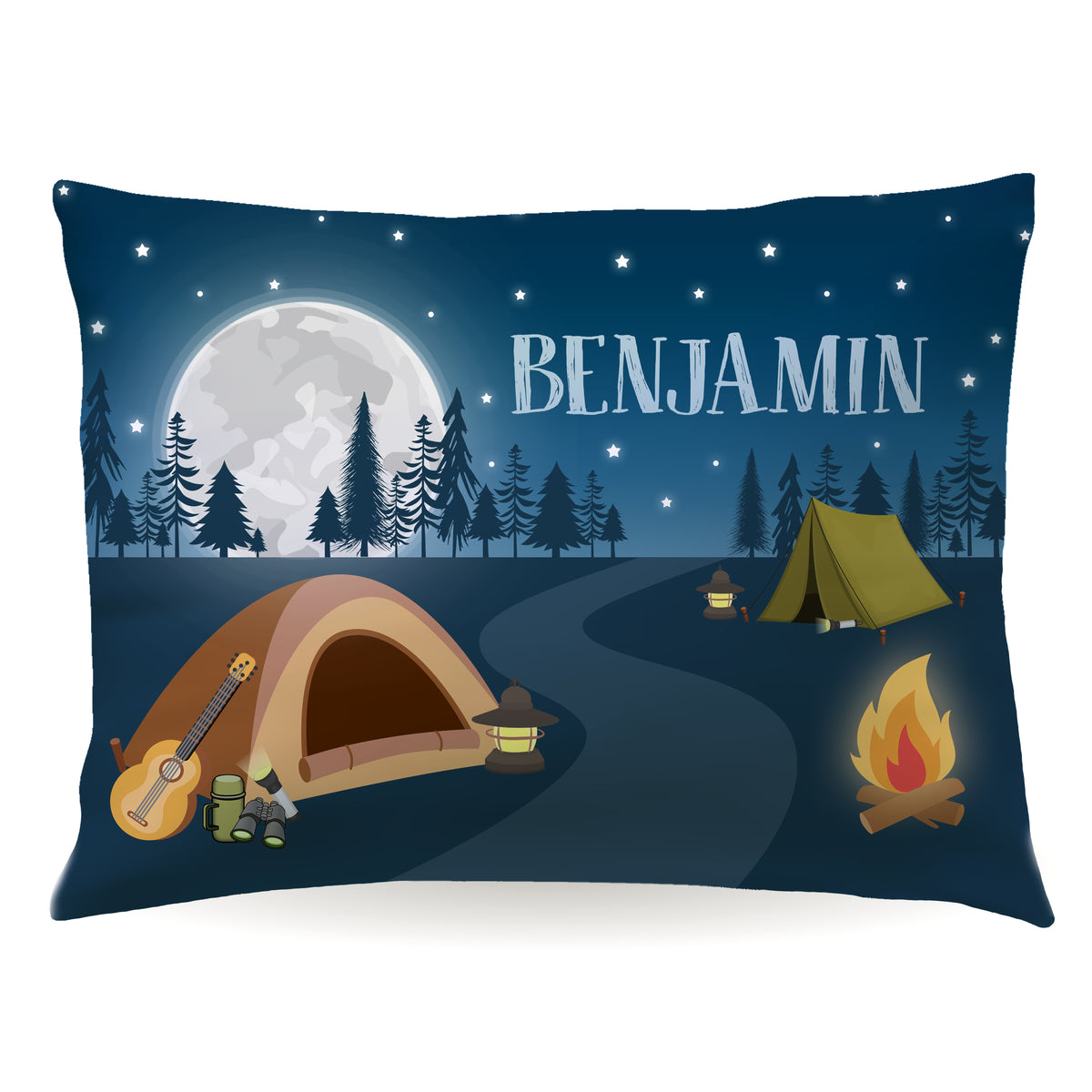 Tent Camp Camping Personalized Custom Pillowcase • Standard or Toddler Size