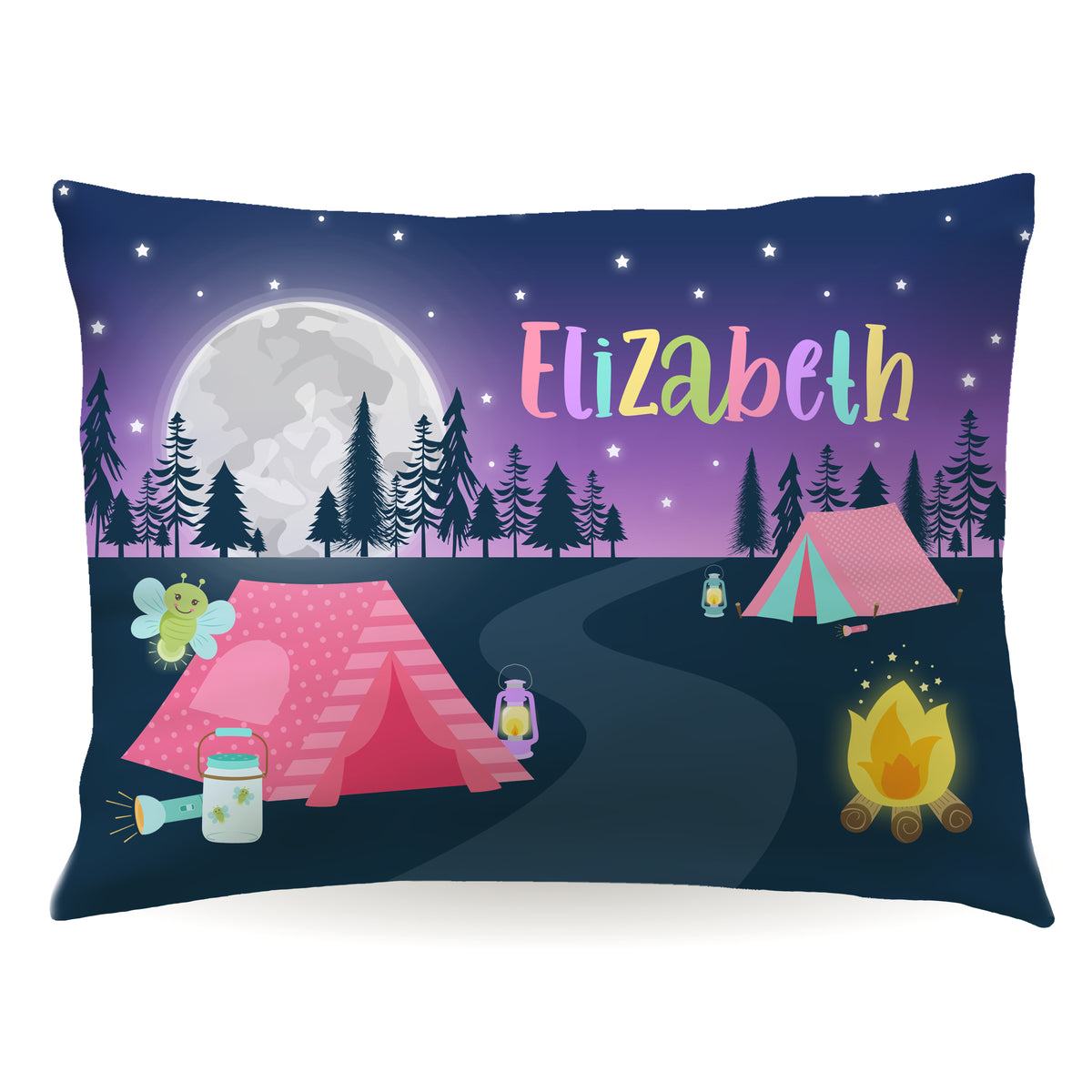 Tent Camp Camping Personalized Custom Pillowcase • Standard or Toddler Size