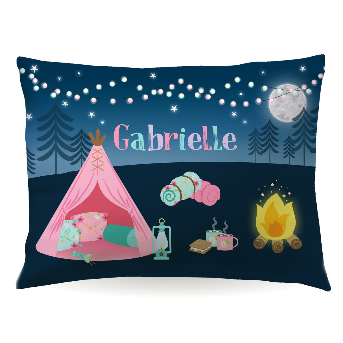 Tent Camp Camping Personalized Custom Pillowcase • Standard or Toddler Size