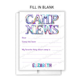 Rainbow Balloon Summer Camp Camping Note Cards Stationery • Fill in Blank, Lined or Blank Cards
