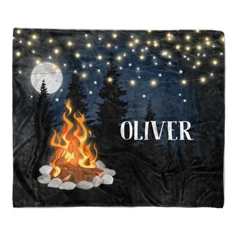 Bonfire Camping Summer Camp Minky Blanket Personalized Custom