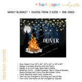 Bonfire Camping Summer Camp Minky Blanket Personalized Custom